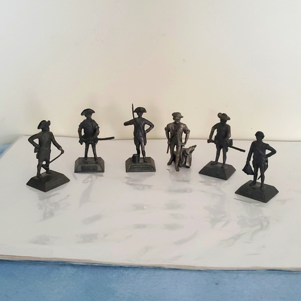 Pewter Civil War 6 Soldier Figurial Lot ,  3"  Up